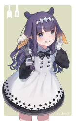 Rule 34 | 1girl, aoki chiaki, apron, black dress, black hair, blue eyes, blunt bangs, commentary, cowboy shot, dated commentary, dress, english commentary, flat chest, frilled apron, frills, gloves, gradient hair, grin, hair flaps, hand up, headpiece, highres, holding, holding whisk, hololive, hololive english, long hair, long sleeves, looking at viewer, mole, mole under eye, multicolored hair, ninomae ina&#039;nis, ninomae ina&#039;nis (pastry chef), official alternate costume, official alternate hairstyle, orange hair, pinafore dress, pointy ears, puffy long sleeves, puffy sleeves, short dress, sidelocks, sleeveless, sleeveless dress, smile, solo, tentacle hair, twitter username, virtual youtuber, wavy hair, whisk, white apron, white dress, white gloves