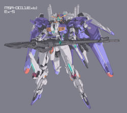 Rule 34 | beam cannon, character name, commentary, energy cannon, energy gun, english text, ex-s gundam, full body, green eyes, grey background, gundam, gundam sentinel, mecha, mk-5, mobile suit, no humans, robot, science fiction, solo, v-fin, weapon