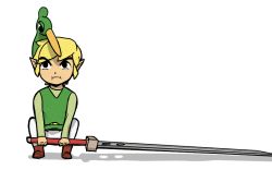 Rule 34 | 1990s (style), 1boy, artist request, blonde hair, buster sword, drawfag, ezlo, final fantasy, final fantasy vii, link, male focus, nintendo, short hair, simple background, solo, source request, the legend of zelda, the legend of zelda: the minish cap, toon link, white background