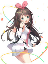 Rule 34 | 1girl, :d, aliter, black bow, blue eyes, blush, bow, breasts, brown hair, commentary request, detached sleeves, hair ribbon, highres, kizuna ai, kizuna ai inc., lace-trimmed sleeves, lace trim, leaning forward, long hair, long sleeves, looking at viewer, looking to the side, medium breasts, multicolored hair, open mouth, pink hair, pink ribbon, ribbon, sailor collar, shirt, short shorts, shorts, sleeveless, sleeveless shirt, smile, solo, spread legs, streaked hair, striped, striped bow, teeth, upper teeth only, very long hair, virtual youtuber, white sailor collar, white shirt, white shorts, white sleeves
