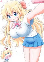 Rule 34 | 2girls, alice cartelet, blonde hair, blue skirt, breasts, grace cartalet, highres, kin-iro mosaic, large breasts, mother and daughter, multiple girls, skirt, twintails