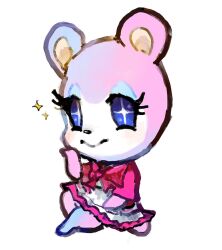 Rule 34 | + +, 1girl, animal crossing, animal ears, bear ears, bear girl, bear tail, blue eyes, blue eyeshadow, blue fur, body fur, bowtie, bright pupils, closed mouth, dress, eyeshadow, female focus, full body, furry, furry female, hand up, happy, jaibus, judy (animal crossing), knee up, light blush, looking at viewer, nintendo, pink bow, pink bowtie, pink dress, pink fur, short dress, short sleeves, simple background, sitting, sketch, smile, solo, sparkle, tail, two-tone fur, white background, white pupils