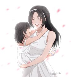 2girls black_hair dress kassichan kazama_jun kazama_mikoto mother_and_child mother_and_daughter multiple_girls namco tekken white_dress