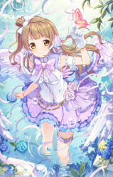 Rule 34 | 10s, 1girl, 6u (eternal land), angel wings, arm strap, bad id, bad pixiv id, blue flower, blue rose, bow, brown eyes, brown hair, bug, butterfly, butterfly on hand, flower, from above, gloves, hair bow, hair flower, hair ornament, headset, in water, insect, leg ribbon, long hair, love live!, love live! school idol project, minami kotori, one side up, petals, pink flower, pink rose, ribbon, rose, shirt, skirt, sleeveless, sleeveless shirt, smile, solo, standing, thigh strap, very long hair, wading, white gloves, wings