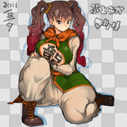 Rule 34 | 1girl, breasts, brown eyes, brown hair, cameltoe, cosplay, dragon quest, dragon quest iii, fighter (dq3), fighter (dq3) (cosplay), hip focus, large breasts, matsuri (takayama toshinori), multicolored hair, original, plump, solo, takayama toshinori, thick thighs, thighs, twintails, two-tone hair, wide hips
