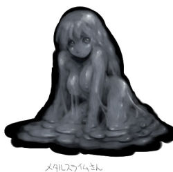 Rule 34 | artist request, breasts, grey eyes, grey theme, lowres, monster girl, nipples, slime girl, source request
