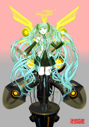 Rule 34 | 1girl, aqua eyes, aqua hair, boots, detached sleeves, hatsune miku, headphones, highres, long hair, md5 mismatch, nagimiso, resolution mismatch, skirt, solo, source larger, thigh boots, thighhighs, twintails, very long hair, vocaloid