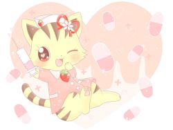 Rule 34 | artist request, cat, character request, ejection, furry, hat, highres, jewelpet, jewelpet (series), nurse, nurse cap, one eye closed
