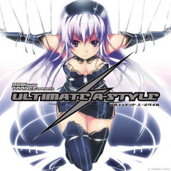 Rule 34 | 1girl, album cover, cover, elbow gloves, gloves, light purple hair, light smile, long hair, official art, original, outstretched arms, purple eyes, refeia, rumblefish, smile, solo, thighhighs, very long hair, watermark, zettai ryouiki