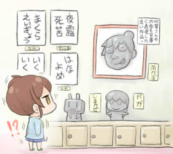 Rule 34 | !?, 10s, 1girl, brown eyes, brown hair, clay, kaga (kancolle), kantai collection, kindergarten, kindergarten uniform, mimura ryou, multiple girls, personification, rensouhou-chan, short hair, side ponytail, solo, translated, aged down