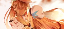 Rule 34 | 2girls, aiguillette, blonde hair, bra, braid, breasts, cleavage, dated, english text, closed eyes, face-to-face, holding hands, hat, highres, interlocked fingers, lace, lace-trimmed bra, lace trim, lexington (warship girls r), long hair, military, military uniform, multiple girls, predict, saratoga (warship girls r), smile, underwear, uniform, upper body, warship girls r, yuri