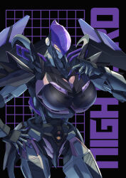 Rule 34 | 1girl, black background, breasts, character name, ema (emaura), extra eyes, hand on own hip, large breasts, logo, mecha, nightbird (transformers), nissan, nissan skyline, nissan skyline gt-r, nissan skyline r33, open hand, piston, robot, smile, solo, transformers, transformers: rise of the beasts, transformers (live action), yellow eyes