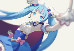 Rule 34 | 1girl, ahoge, armpits, blue bow, blue eyes, blue hair, blurry, blurry foreground, bow, cape, closed mouth, cure sky, detached sleeves, earrings, fingerless gloves, gloves, hair ornament, hirogaru sky! precure, jewelry, long hair, magical girl, multicolored hair, natsuhiko, pink bow, pink hair, precure, puffy detached sleeves, puffy sleeves, single sidelock, smile, solo, sora harewataru, twintails, two-sided cape, two-sided fabric, very long hair, white gloves, wing hair ornament