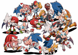 Rule 34 | 2girls, amy rose, animal nose, aoki (fumomo), bat wings, blonde hair, brown hair, carrying, carrying under arm, chaos emerald, cream (sonic), cream the rabbit, dress, emerl, emerl (sonic), furry, furry female, gloves, heart, knuckles the echidna, maria robotnik, multiple girls, princess carry, princess elise the third, robot, rouge the bat, sega, shadow the hedgehog, shoes, sneakers, sonic (series), sonic the hedgehog, tails (sonic), wings