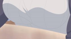 Rule 34 | 1girl, animated, animated gif, breast focus, breast press, breast rest, breasts, close-up, getsuyoubi no tawawa, large breasts, long sleeves, maegami-chan (tawawa), shirt, table