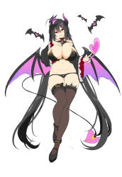 Rule 34 | 1girl, absurdly long hair, absurdres, ahoge, azur lane, bare shoulders, belly, black footwear, black hair, black panties, black ribbon, black thighhighs, blush, breasts, cameltoe, chixiao, cleavage, collarbone, commentary request, demon girl, demon tail, demon wings, detached sleeves, fang, full body, groin, hair between eyes, hair ribbon, half-closed eyes, hand on own chest, head tilt, heart, highres, horns, large breasts, long hair, long sleeves, looking at viewer, lowleg, lowleg panties, mask, mask on head, navel, open mouth, panties, red eyes, ribbon, simple background, single horn, sketch, smile, solo, taihou (azur lane), tail, thighhighs, twintails, underwear, very long hair, white background, wide sleeves, wings