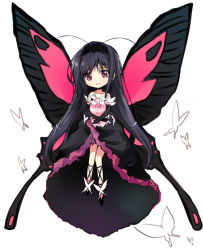 Rule 34 | 10s, 1girl, accel world, antenna hair, arita haruyuki, bad id, bad pixiv id, black hair, bug, butterfly, butterfly wings, elbow gloves, gloves, headband, insect, insect wings, kuroyukihime, long hair, maromi (am97), pig, red eyes, smile, wings