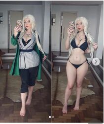 Rule 34 | 1girl, blonde hair, brazilian (nationality), breasts, cosplay, curvy, fegalvao, large breasts, naruto (series), photo (medium), thick thighs, thighs, tsunade (naruto), wide hips