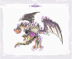 Rule 34 | adventure, ancient dragon, character name, colorful, dragon, elder dragon, eliz0r, fate (series), full body, heracles (fate), highres, monster, monster hunter, monster hunter: world, monster hunter (series), nergigante, rocket launcher, rpg (weapon), simple background, solo, weapon, white background