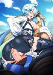 Rule 34 | 1boy, 1girl, aether (genshin impact), anal, anus, ass, ass focus, back, black footwear, black hairband, black headband, blonde hair, blue hair, blush, boots, breasts, clothed sex, clothing cutout, cum, cum in ass, erection, eula (genshin impact), feet, from behind, genshin impact, girl on top, gloves, glowing, glowing eyes, hair ornament, hairband, hand in another&#039;s hair, hand on another&#039;s head, headband, hetero, high-waist shorts, high heel boots, high heels, large breasts, large penis, long sleeves, medium hair, multicolored eyes, neocoill, nipples, penis, pussy, sex, shoes, shorts, shoulder cutout, thigh boots, thigh strap, thighhighs, thighs, uncensored