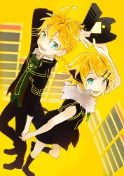 Rule 34 | 1boy, 1girl, blue eyes, brother and sister, controller, game console, game controller, holding hands, kagamine len, kagamine rin, nail polish, project diva (series), project diva f, reciever (module), remote control, remote control (vocaloid), sega dreamcast, shoes, short hair, short ponytail, siblings, simple background, transmitter (module), twins, vocaloid, yellow background, yellow nails