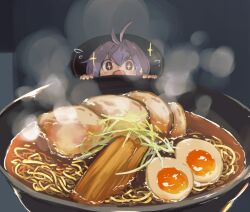Rule 34 | + +, 1girl, ahoge, bowl, commentary request, egg, egg (food), flying sweatdrops, food, fried egg, hat, looking at viewer, mini person, minigirl, noodles, open mouth, partial commentary, purple hair, ramen, short eyebrows, short hair, solo, soup, sparkle, sukuna shinmyoumaru, touhou, uisu (noguchipint)