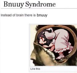 Rule 34 | 1boy, 1girl, animal ears, black hair, blush stickers, bnuuy (meme), brain, commentary, dress, english commentary, english text, facial hair, frilled dress, frills, grey dress, inaba tewi, looking back, meme, mustache, open mouth, profile, rabbit ears, rabbit girl, red eyes, ribbon-trimmed dress, short hair, short sleeves, socks, touhou, trapped, upper body, white background, wikipedia, zuomerika