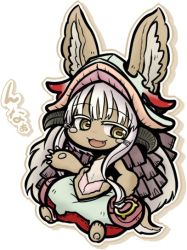 Rule 34 | 10s, artist request, brown eyes, rabbit, chibi, furry, grey hair, jpeg artifacts, made in abyss, nanachi (made in abyss)