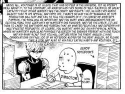 Rule 34 | 2boys, black sclera, book stack, colored sclera, cyborg, english text, genos, greyscale, hard-translated, male focus, monochrome, multiple boys, murata yuusuke, one-punch man, speech bubble, sweatdrop, third-party edit, wall of text