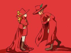 Rule 34 | 1boy, 1girl, bartz klauser, blonde hair, blue eyes, boots, bowing, cape, closed mouth, final fantasy, final fantasy v, full body, hat, hat feather, highres, krile mayer baldesion (ff5), long hair, ponytail, red mage (final fantasy), short hair, simple background, smile