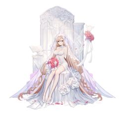 Rule 34 | 1girl, 2others, alternate costume, alternate hairstyle, artist request, beak, bird, bird tail, bird wings, book, book stand, bouquet, breasts, bridal veil, cleavage, collar, covered navel, dress, elizabeth (final gear), feathers, final gear, flower, flying, full body, hand on own chest, highres, holding, holding bouquet, holding flower, holding with feet, jewelry, lace-trimmed veil, lace trim, leaf, long hair, low-tied long hair, multiple others, official alternate costume, official alternate hairstyle, official art, pillar, pink flower, pink petals, pink rose, red eyes, ribbon, ring, rose, see-through, see-through cleavage, see-through thighhighs, see-through veil, simple background, skin tight, solo focus, tachi-e, tail, thighhighs, third-party source, transparent background, twintails, veil, wedding, wedding dress, white bird, white collar, white dress, white feathers, white flower, white ribbon, white rose, white thighhighs, white veil, wings