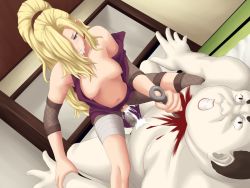 Rule 34 | 1boy, 1girl, blonde hair, blood, censored, cum, cum in mouth, cum in pussy, dutch angle, facial, girl on top, hair ornament, hair over one eye, hetero, high ponytail, holding, holding another&#039;s wrist, holding weapon, indoors, long hair, looking at viewer, maku (l-u), mosaic censoring, murder, naruto (series), naruto shippuuden, navel, nipples, off shoulder, penis, rape, runny nose, sex, snot, weapon, yamanaka ino