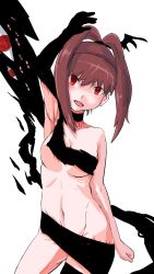 Rule 34 | amano nene (digimon xros wars), brown hair, corruption, dark persona, digimon, hair ornament, hairclip, highres, long hair, looking at viewer, possessed, possession, purple eyes, shademon, shademon (nene ver.), twintails