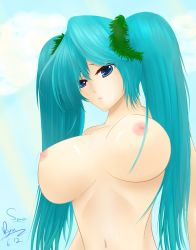 Rule 34 | 1girl, bad id, bad pixiv id, blue eyes, blue hair, breasts, highres, large breasts, league of legends, long hair, matching hair/eyes, nipples, nude, ryu seung, solo, sona (league of legends), twintails, very long hair