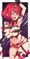 Rule 34 | 1girl, absurdres, breasts, highres, large breasts, one eye closed, pyra (xenoblade), red eyes, red hair, shizuki muika, short hair, solo, xenoblade chronicles (series), xenoblade chronicles 2