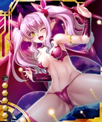 Rule 34 | 00s, 1girl, ass, bare legs, bare shoulders, bat wings, bikini, breasts, bridal gauntlets, card (blue-ur), card (medium), card (ur), demon girl, fangs, female focus, happy, kagami hirotaka, legs, lilim (taimanin asagi battle arena), lilith-soft, long hair, looking at viewer, one eye closed, open mouth, partially visible vulva, pointy ears, smile, swimsuit, tail, taimanin (series), taimanin asagi, taimanin asagi battle arena all card gallery, taimanin asagi kessen arena, thong, twintails, underwear, wings, wink