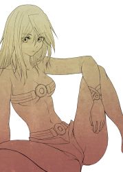 Rule 34 | 1girl, an&#039;no natsume, arm on knee, belt bra, breasts, cleavage, eyes visible through hair, guilty gear, guilty gear xrd, highres, knee up, lowleg, lowleg shorts, medium breasts, micro shorts, ramlethal valentine, shorts, sitting, solo, spread legs, underboob