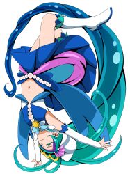 Rule 34 | 1girl, absurdly long hair, absurdres, blue hair, blue skirt, boots, closed eyes, closed mouth, colored eyelashes, crop top, cure mermaid, detached sleeves, ebura din, go! princess precure, gradient hair, highres, knee boots, long hair, long sleeves, midriff, miniskirt, multicolored hair, navel, precure, simple background, skirt, solo, stomach, very long hair, white background, white footwear, white sleeves