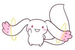 Rule 34 | :3, blush stickers, cinnamoroll, full body, fusion, junk (junko-tan), kyubey, looking at viewer, mahou shoujo madoka magica, mahou shoujo madoka magica (anime), no humans, open mouth, parody, pink eyes, sanrio, smile, solo, standing, transparent background