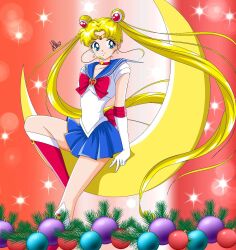 Rule 34 | anello81, bishoujo senshi sailor moon, christmas decoration, highres, moon, red background, sailor moon, tagme
