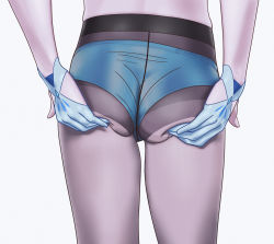 Rule 34 | 1girl, artist request, ass, ass grab, ass support, cicin mage (genshin impact), cryo cicin mage (genshin impact), deep skin, from behind, genshin impact, gloves, head out of frame, highres, pale skin, panties, panties under pantyhose, pantyhose, shiny clothes, shiny skin, underwear