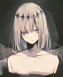 Rule 34 | 1boy, absurdres, blue eyes, closed mouth, collarbone, fate/grand order, fate (series), grey hair, grey wings, highres, looking at viewer, male focus, nude, oberon (fate), signature, sofra, solo, twitter username, upper body, wings