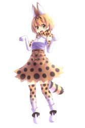 Rule 34 | 10s, 1girl, absurdres, animal ears, blush, bow, bowtie, breasts, elbow gloves, full body, gloves, highres, kakutasu (akihiron cactus), kemono friends, looking at viewer, medium breasts, multicolored clothes, multicolored gloves, multicolored legwear, open mouth, orange bow, orange bowtie, orange eyes, orange gloves, orange hair, orange skirt, orange thighhighs, serval (kemono friends), serval tail, short hair, skirt, smile, solo, standing, tail, thighhighs, white gloves, white thighhighs