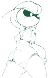 Rule 34 | 1girl, absurdres, arms at sides, blush, bob cut, body writing, breasts, cleft of venus, closed mouth, completely nude, cowboy shot, creatures (company), english text, female focus, fir3born, game freak, gardevoir, gen 3 pokemon, gluteal fold, highres, joints, legs apart, lineart, looking to the side, monochrome, navel, nintendo, nipples, nude, pokemon, pokemon (creature), pussy, pussy juice, robot joints, short hair, simple background, sketch, small breasts, solo, standing, stomach, transparent, uncensored, wavy mouth, white background