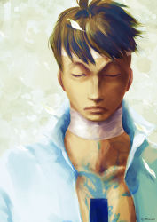 Rule 34 | 1boy, bandages, closed eyes, male focus, marco (one piece), one piece, solo, tattoo