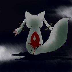 Rule 34 | 10s, blood, dark, from behind, kyubey, mahou shoujo madoka magica, mahou shoujo madoka magica (anime), nasitento, no humans, sitting