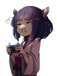 Rule 34 | 1girl, angry, at2., black hair, clenched teeth, handheld game console, headgear, highres, holding, japanese clothes, kimono, long sleeves, obi, red eyes, sash, short hair, simple background, sketch, solo, teeth, touhoku kiritan, upper body, v-shaped eyebrows, voiceroid, white background, white kimono, wide sleeves