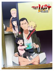Rule 34 | 2girls, 3boys, barefoot, black hair, blonde hair, blue eyes, book, closed eyes, dannex009, facial mark, family, father and daughter, father and son, grandfather and granddaughter, grandfather and grandson, grin, husband and wife, hyuuga hiashi, hyuuga hinata, indian style, long hair, mother and daughter, mother and son, multiple boys, multiple girls, naruto: the last, naruto (series), short hair, sitting, smile, uzumaki boruto, uzumaki himawari, uzumaki naruto, white eyes