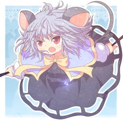 Rule 34 | 1girl, animal ears, bad id, bad pixiv id, capelet, dowsing rod, female focus, grey hair, jewelry, koza, kozakura (dictionary), mouse ears, mouse tail, nazrin, pendant, red eyes, solo, tail, touhou