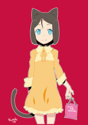 Rule 34 | animal ears, blue eyes, brown hair, cat ears, cat tail, dress, hamamoto ryuusuke, short hair, smile, solo, tail